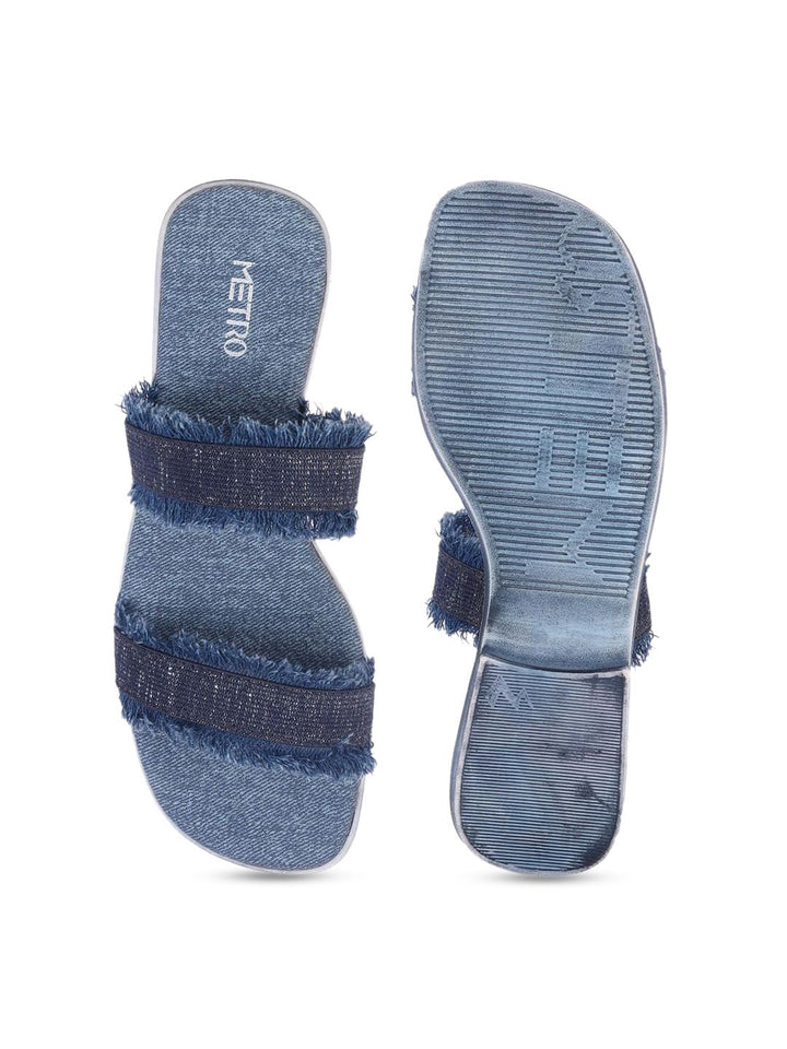 Metro Women Frayed Open Toe Flats