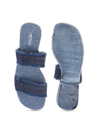 Metro Women Frayed Open Toe Flats