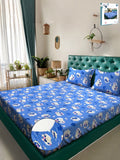 Myntra Elegant Homes Biru Kapas Perbualan 400 TC Dilengkapi Cadar King Halus dengan 2 Sarung Bantal-98 x 89 inci