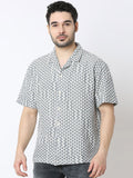 SPYKAR Men Relaxed Fit Cuban Collar Geometric Printed Cotton Casual Shirt