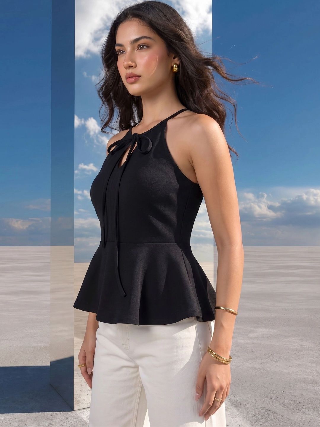 Mamicha Halter Neck Peplum Top