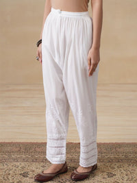 House of Chikankari Women Embroidered Relaxed Trousers