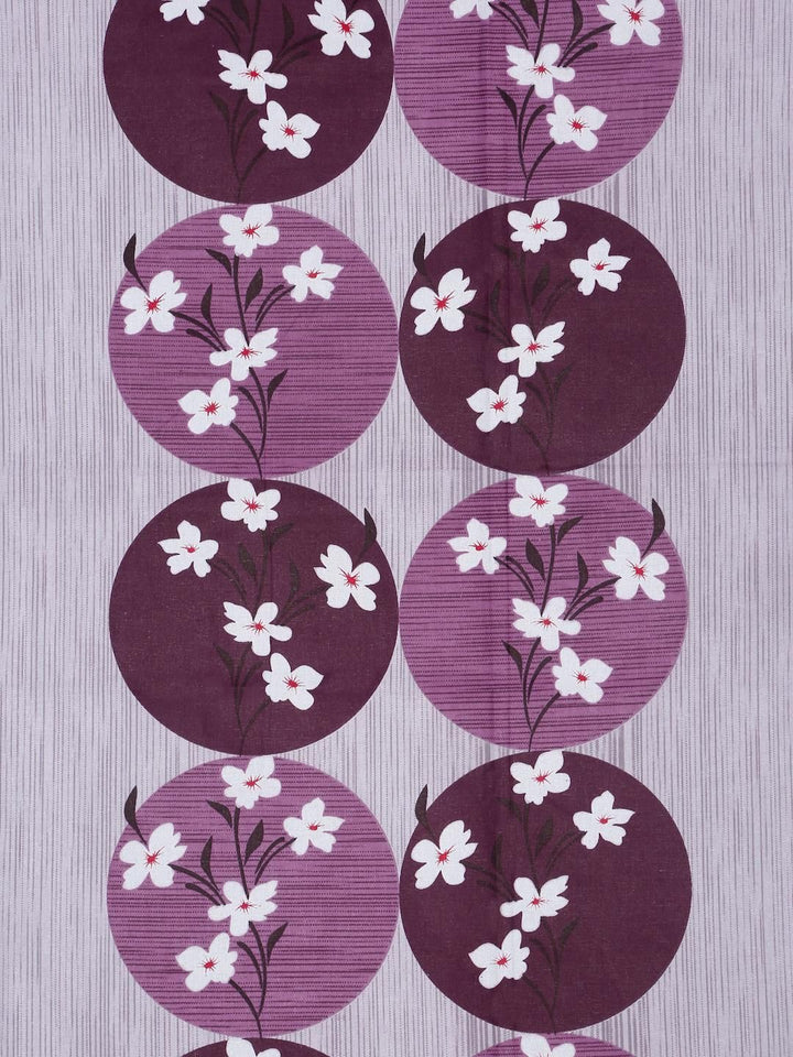 KLOTTHE Purple And White Floral Printed Cotton 400 TC Double Bedsheet Set 2.50 m x 2.20 m