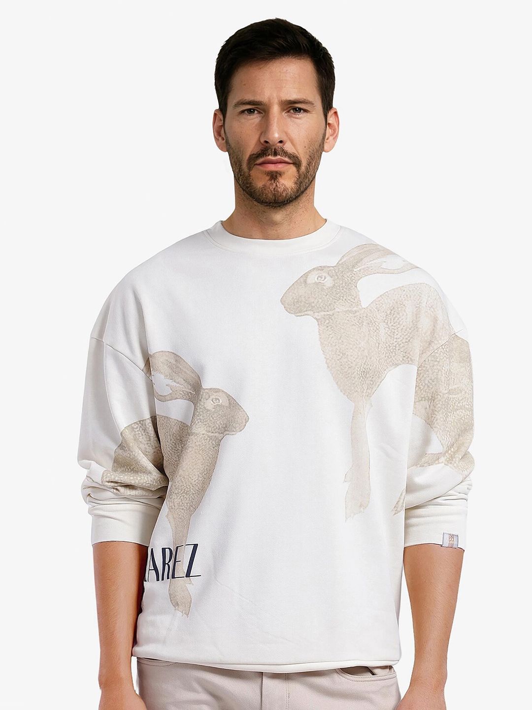 RARE RABBIT Men Printed Cotton Round Neck Sweatshirt
