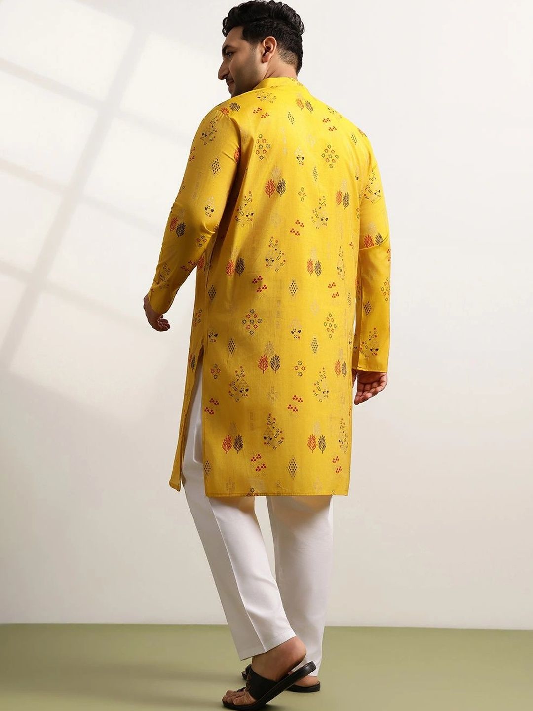 SOJANYA PLUS Motif Etnik Lelaki Bercetak Kurta Biasa dengan Piyama