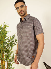 Thomas Scott Men Smart Spread Collar Micro Ditsy Printed Pure Cotton Casual Shirt