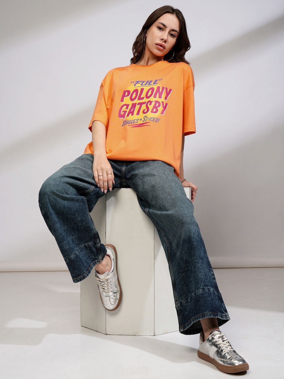Street By Tokyo Talkies Women Typography Printed Round Neck Oversized T-shirt