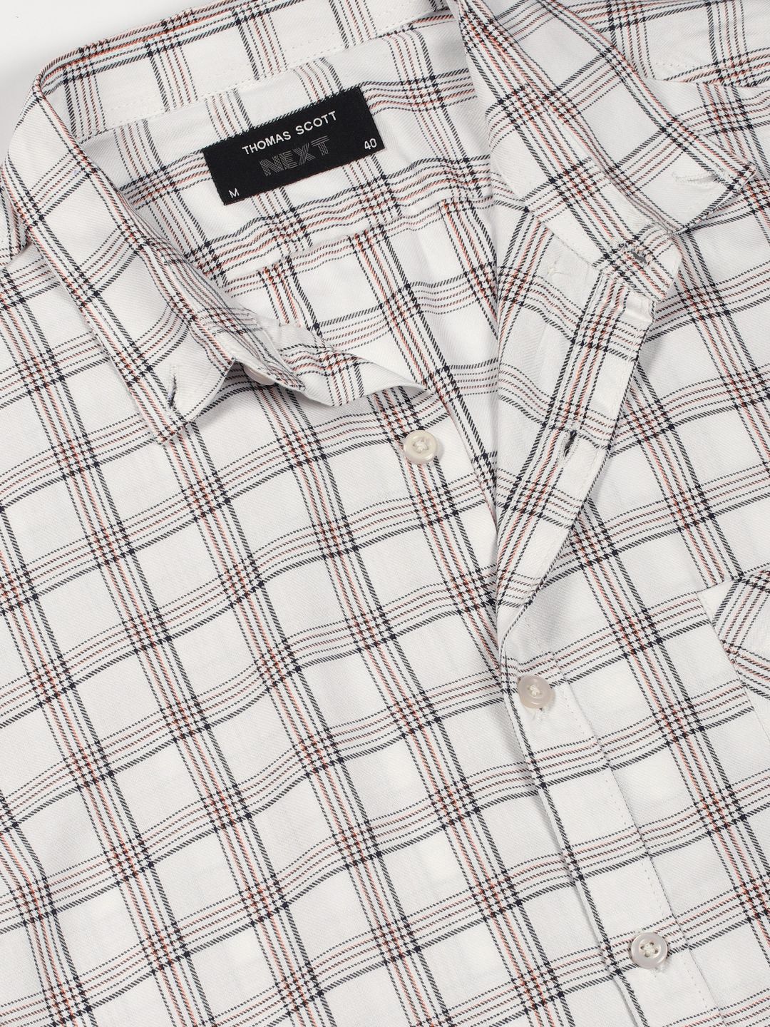 Thomas Scott Men Premium Slim Fit Opaque Checked Casual Shirt