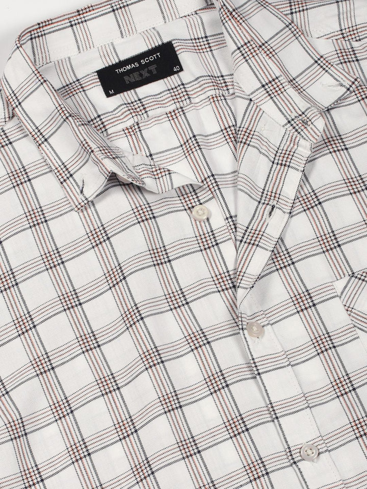 Thomas Scott Men Premium Slim Fit Opaque Checked Casual Shirt