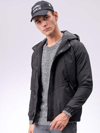 The Indian Garage Co Men Hooded Solid Puffer Utility Jacket