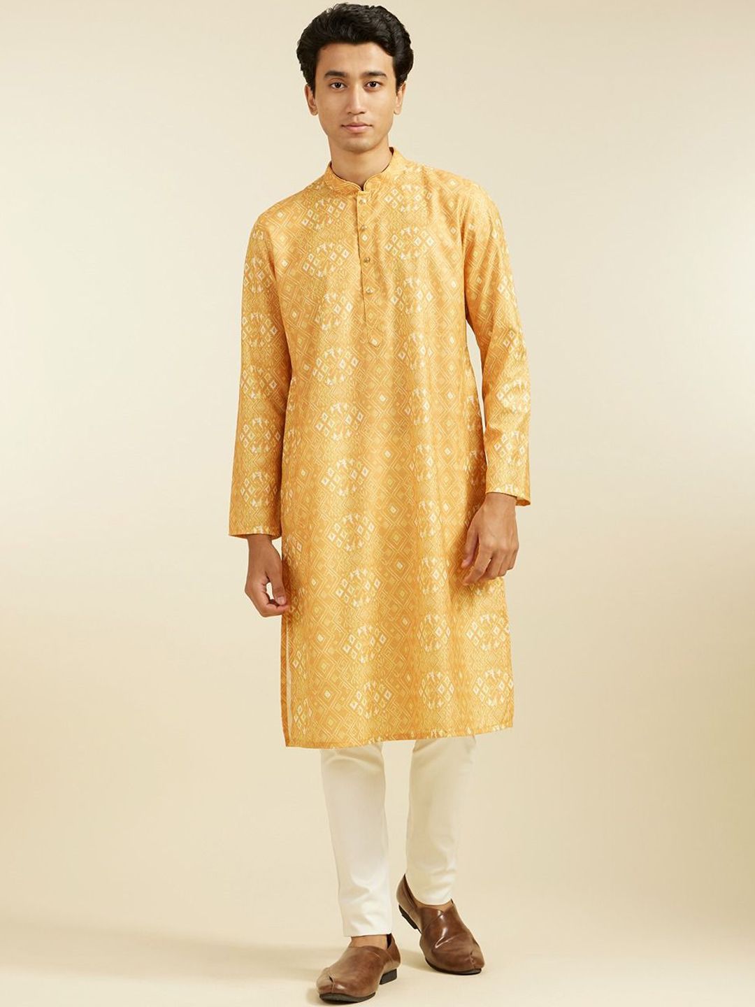 Diwas by Manyavar Ethnic Motifs Printed Mandarin Collar Straight Kurta