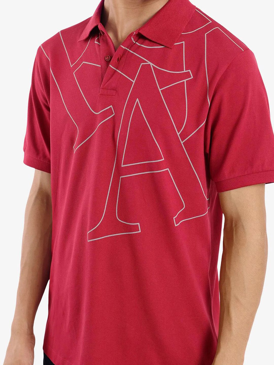 RARE RABBIT Men Typography Printed Polo Collar Cotton T-shirt