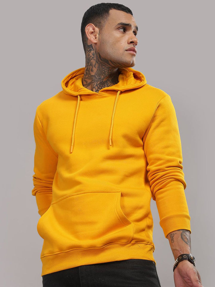 ADRO Lelaki Cotton Solid Hooded Pullover Sweatshirt