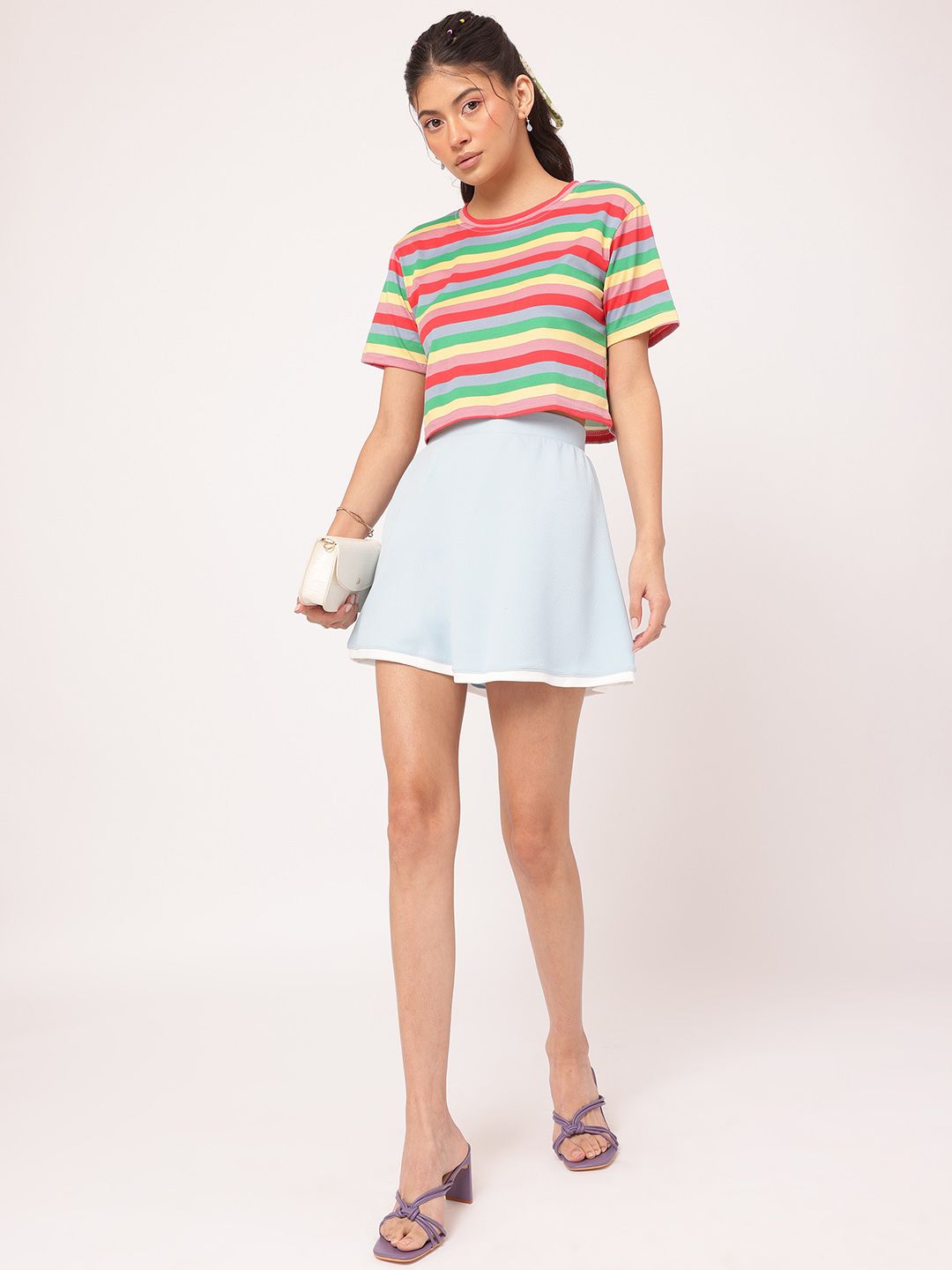 DressBerry Sweet Sensation Candy Stripes Cropped Boxy T-shirt