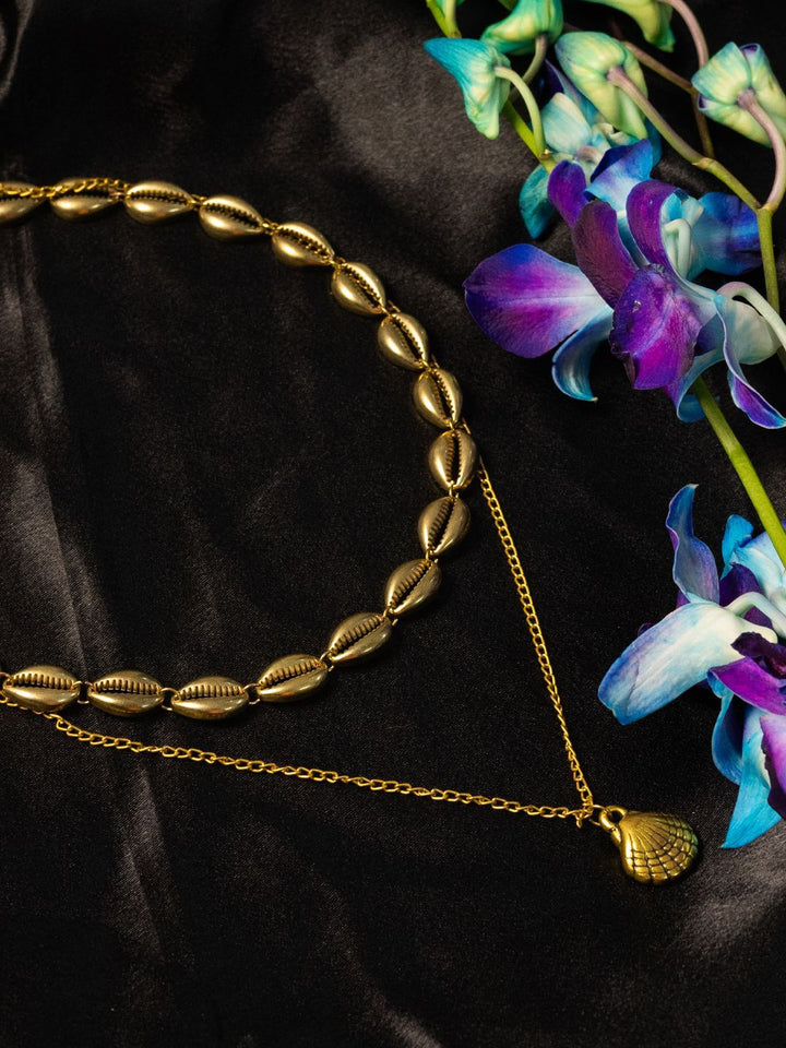 Kalung Minimal Cangkang Bersalut Emas PANASH