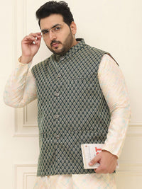 SOJANYA PLUS Men Printed Nehru Plus Size Jacket