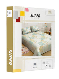 KLOTTHE Green Geometric Printed Fitted 400 TC King 7D Bedsheet with 2 Pillow Covers