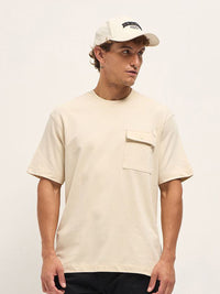 THE BEAR HOUSE Men Typography Printed Round Neck Oversized T-shirt