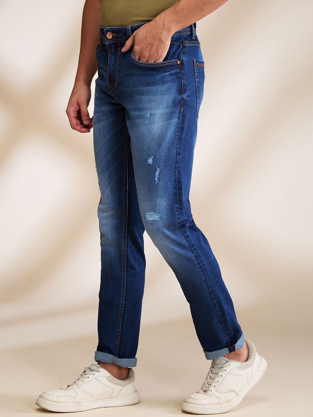 Being Human Men Slim Fit Low Distress Mid Rise Jeans
