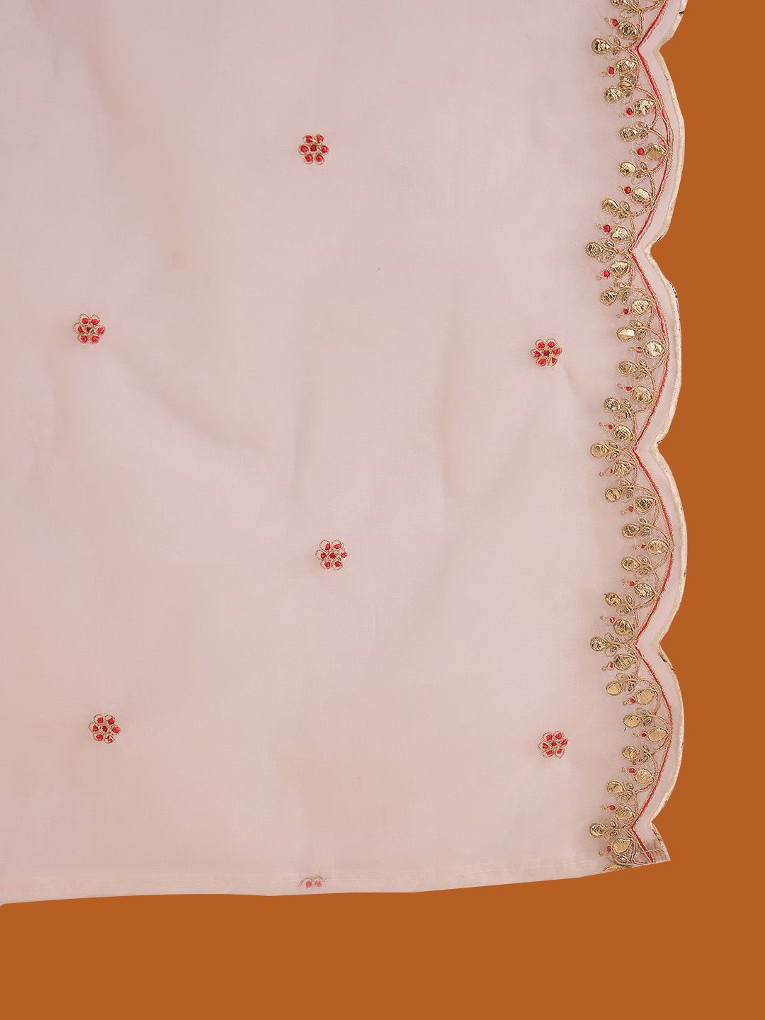Indo Era White and Pink Ethnic Motifs Embroidered Gotta Patti Kurta with Trouser & Dupatta