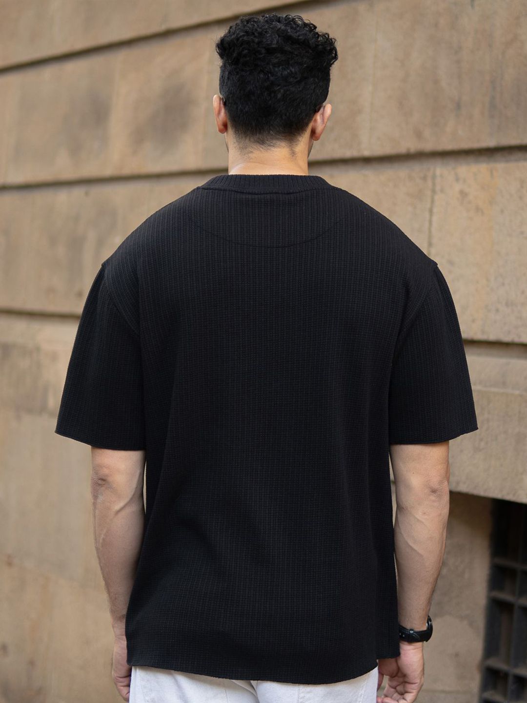 Powerlook Men Solid Round Neck Oversized T-shirt
