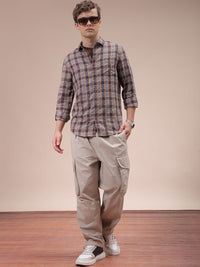 The Indian Garage Co Men Cutaway Collar Checked Slim Fit Casual Shirt