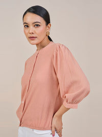 AND Women Mandarin Collar Shirt Style Top