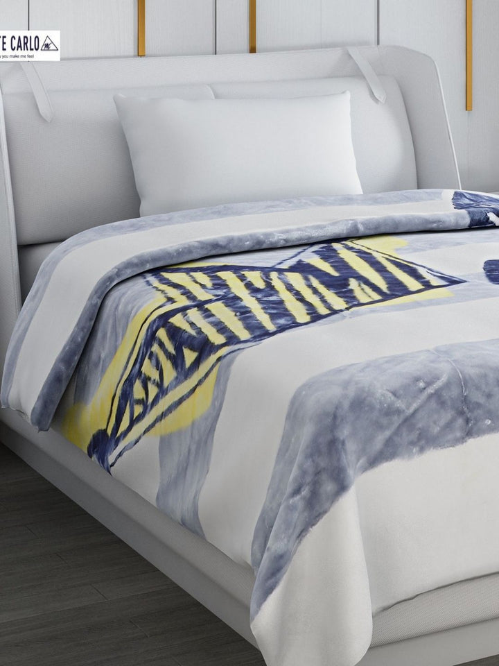 Monte Carlo White & Grey Striped Mild Winter 600 GSM Single Bed Blanket