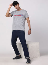 Pek ADRO Lelaki dengan 3 T-shirt Kapas Leher Bulat Bercetak Grafik