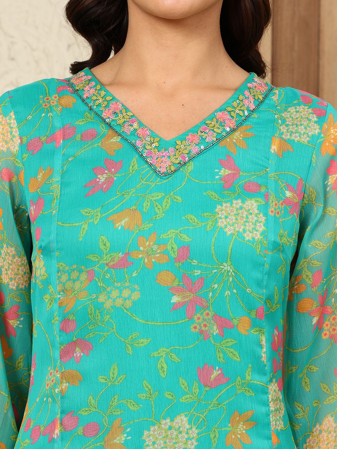 W Women Ethnic Motifs Printed Flared Sleeves Kurta