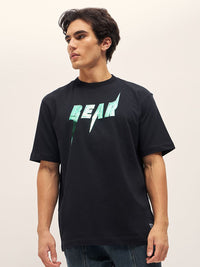 THE BEAR HOUSE Men Graphic Printed Round Neck Cotton Oversized T-shirt