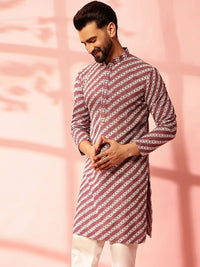 Anouk Geometrik Benang Sulam Kerja Kapas Kurta Lurus