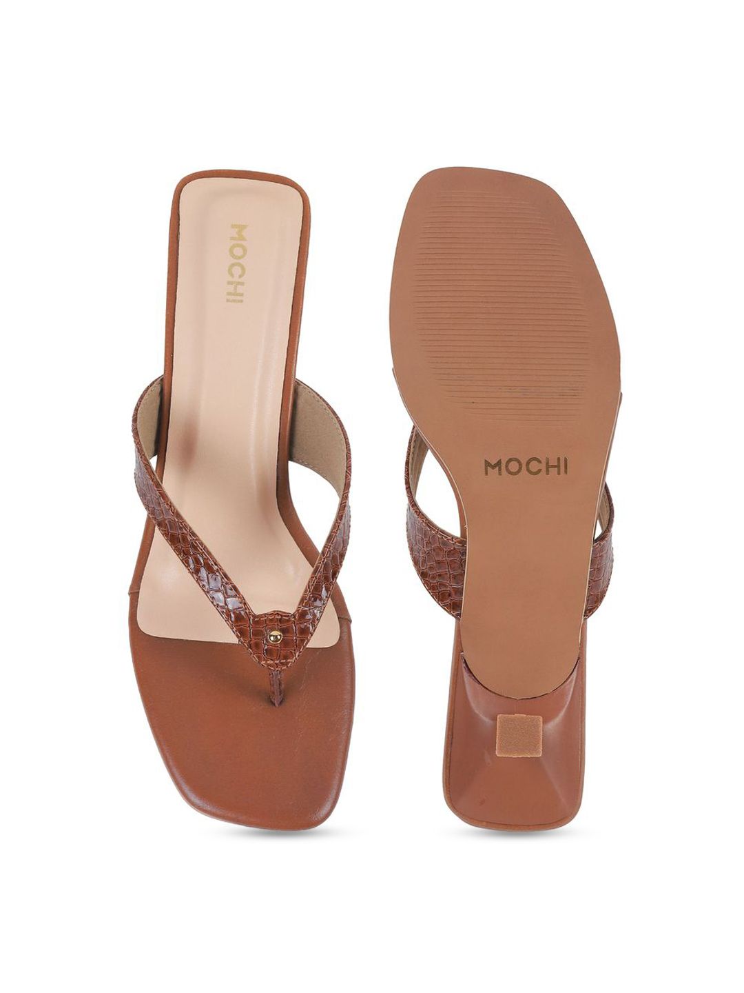 Mochi Women Colourblocked Open Toe Kitten Heel Sandals