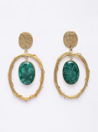 DressBerry Gold-Plated Contemporary Stone Studded Drop Earrings