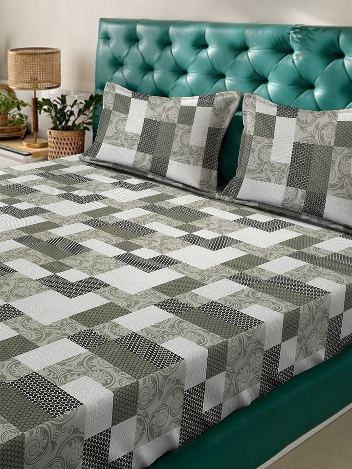 KLOTTHE Grey Geometric Printed Dilengkapi 300 TC Single Cadar Halus Dengan Sarung Bantal