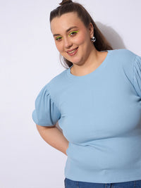 SASSAFRAS Curve Women Puff Sleeve Top