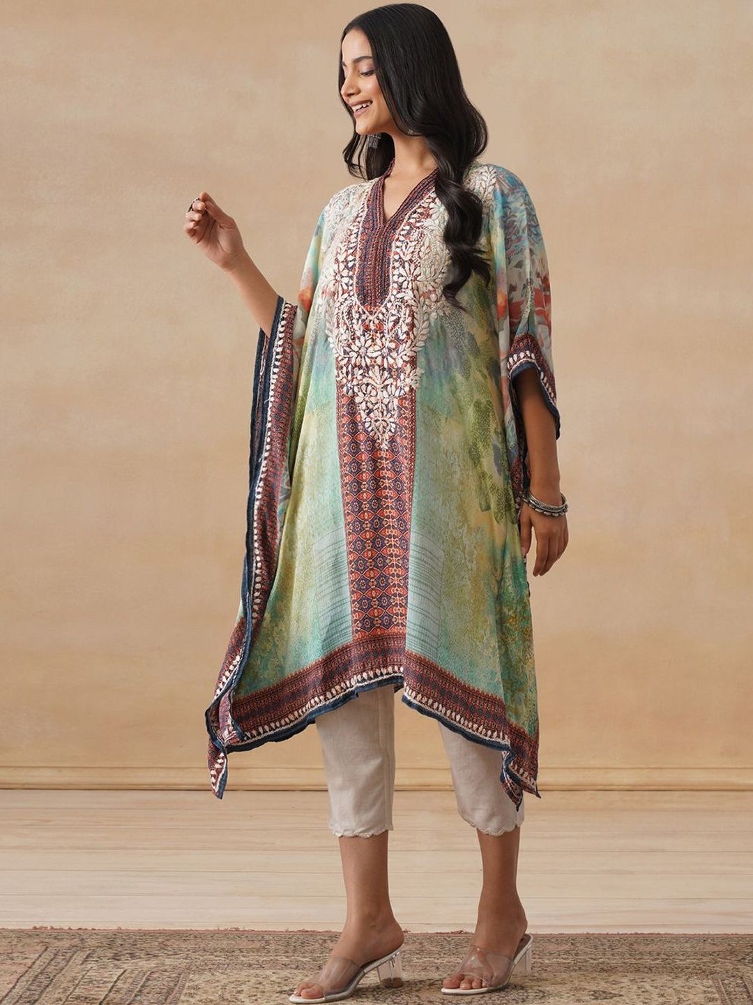 Rumah Chikankari Wanita Bercetak Chikankari Crepe Kurta