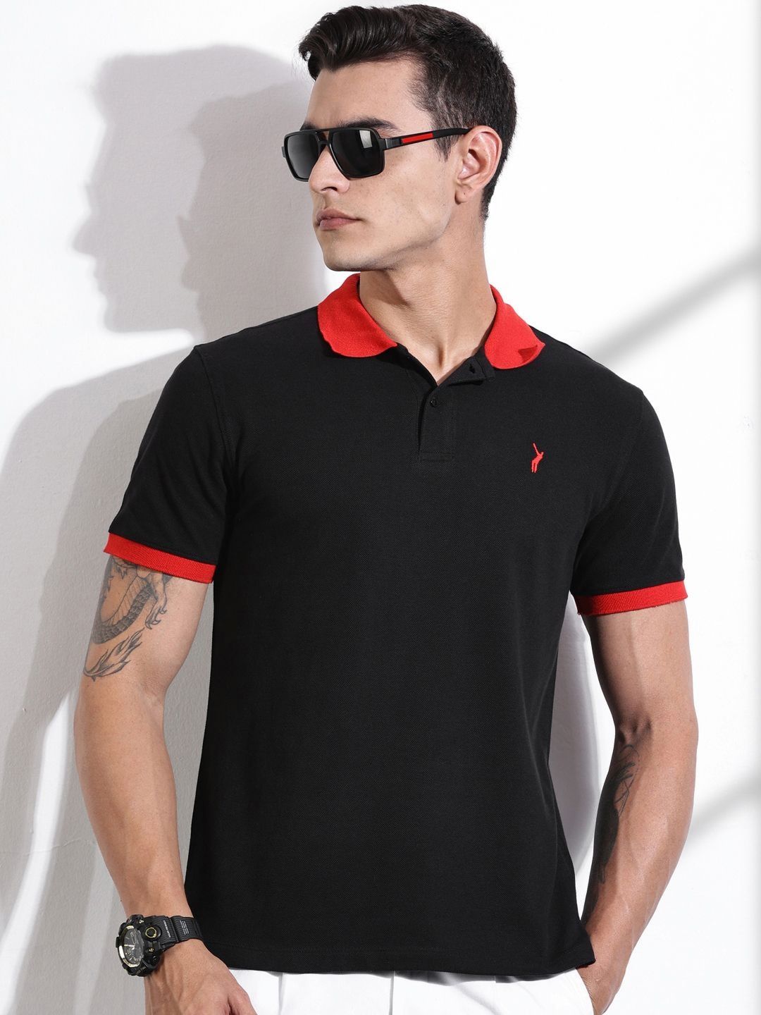 Thomas Scott Men Polo Collar Applique T-shirt