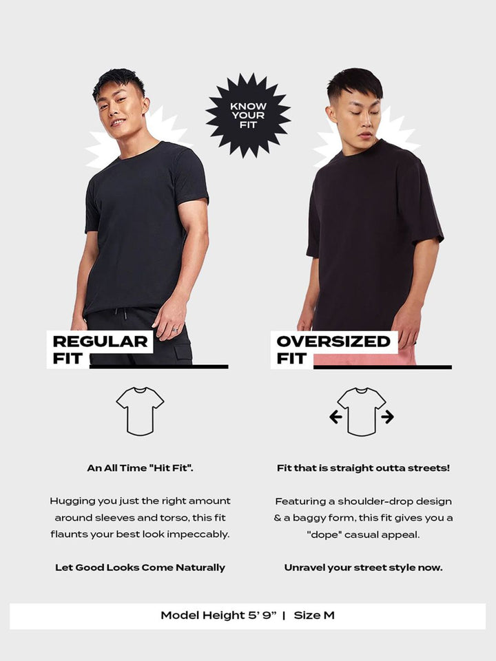 Bewakoof Men Solid Round Neck Cotton Oversized T-shirt