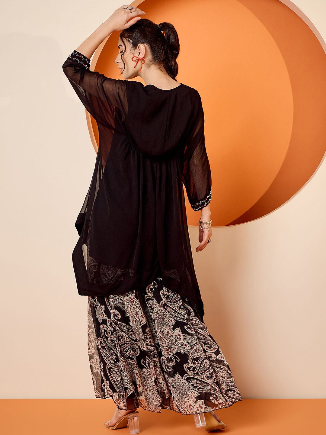 Antheaa Embellished Top & Palazzo