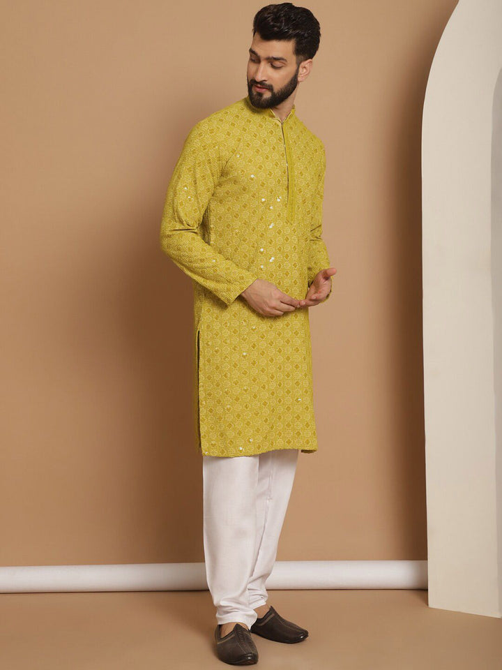 Anouk Sequinned Embroidered Regular Pure Cotton Kurta & Churidar