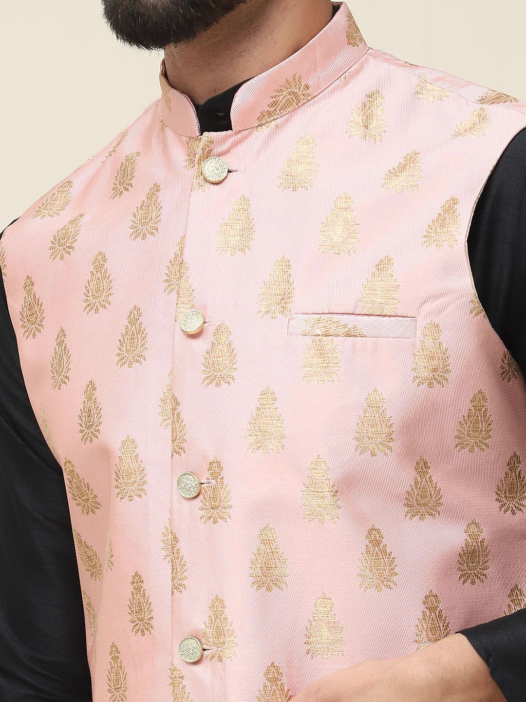 SOJANYA Mandarin Collar Kurta With Churidar & Nehru jacket