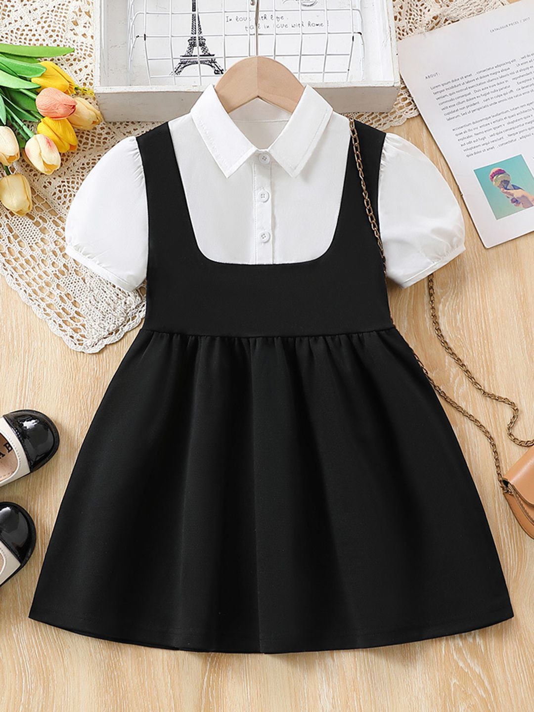 YK Girls Solid Fit & Flare Dress