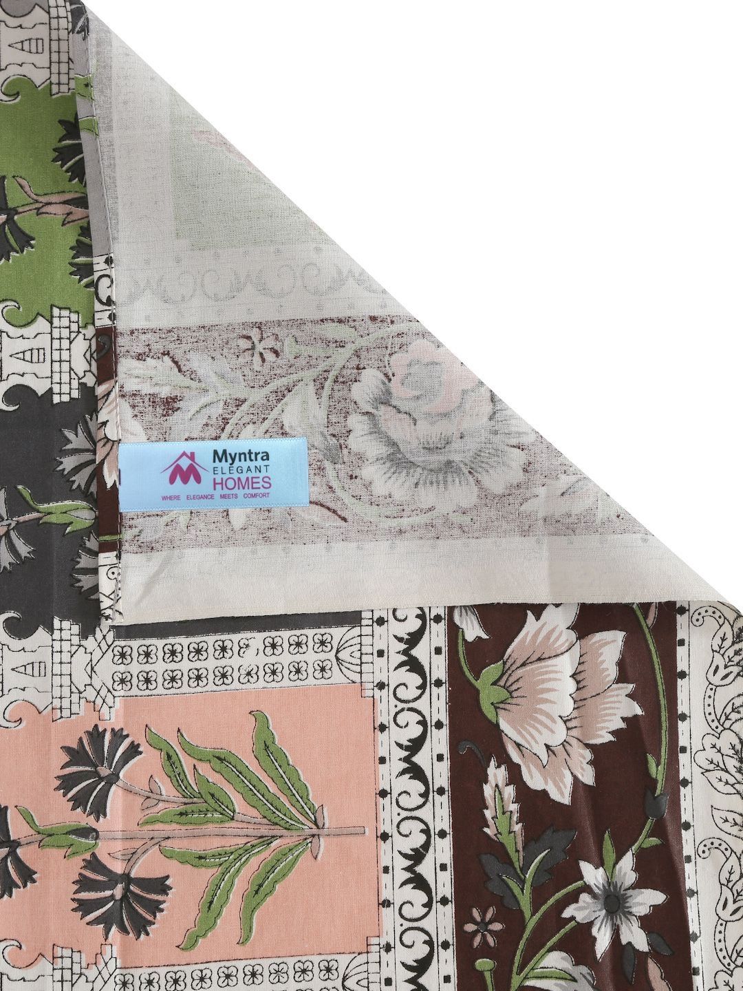 Myntra Elegant Homes Grey Ethnic Motifs Cotton 400 TC King Fine Bedsheet with 2 Pillow Covers-250 x 225 cm