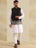 SOJANYA Men Embroidered Regular Pure Cotton Kurta with Pyjamas & Nehru Jacket
