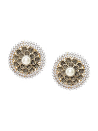 Anouk Gold Plated Cubic Zirconia Studded Circular Studs