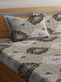 KLOTTHE Motif Etnik Kelabu Dicetak Dilengkapi Cadar Katil King Double 300 TC Dengan 2 Sarung Bantal