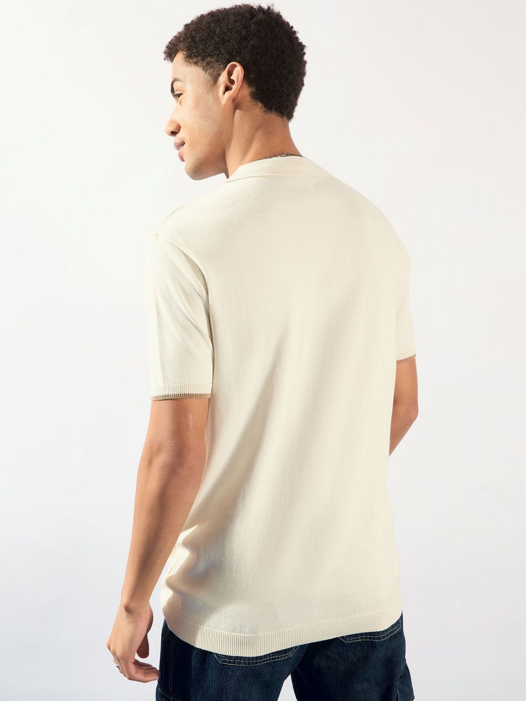 DENNISON Men Self Design Polo Collar Cotton T-Shirt