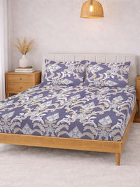 KLOTTHE Purple Floral Printed 300 TC Cadar King