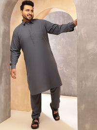 SOJANYA PLUS Shirt Collar Pathani Kurta With Pyjama